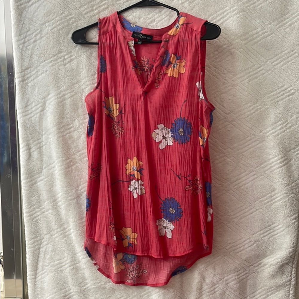 Fred David Red and Blue Pleated Tunic